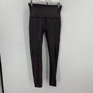 Spanx Faux Leather Maroon Leggings Large
